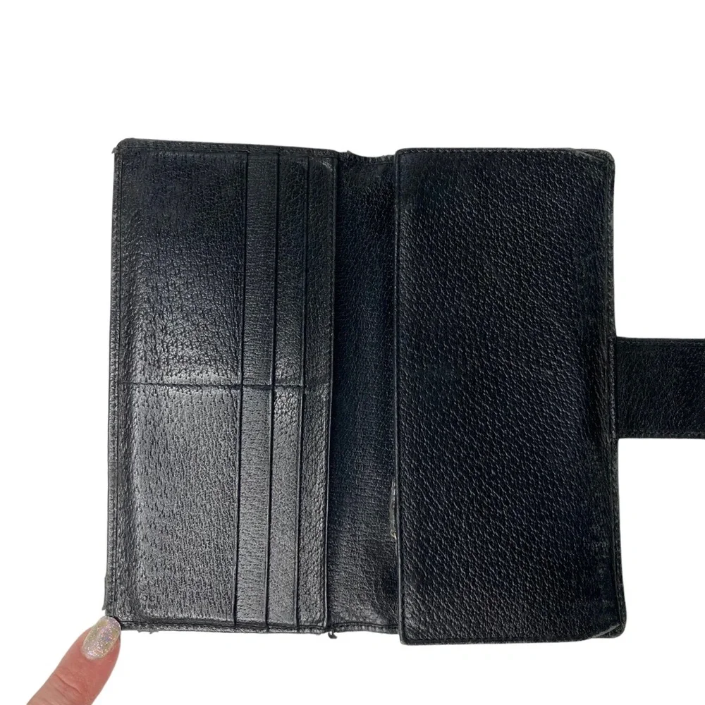 Authentic GUCCI Black Canvas & Leather Guccisima Monogram Long Carryall Wallet_11